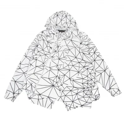 コムデギャルソン オムプリュスCOMME des GARCONS HOMME PLUS ジオメトリック柄カーブ切替捻れフードブルゾン