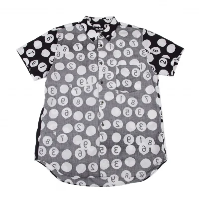 ブラックコムデギャルソンBLACK COMME des GARCONS フロントインサイドアウトナンバードットプリント半袖シャツ