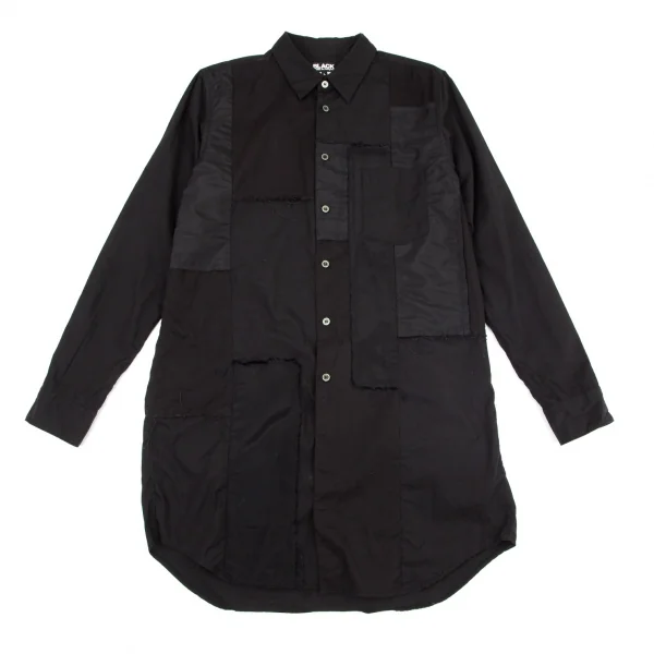 ブラックコムデギャルソンBLACK COMME des GARCONS 異素材パッチワークロングシャツ