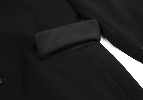 ブラックコムデギャルソンBLACK COMME des GARCONS レオパードフェイクファー切替エステルギャバジャケット 黒L K-98839_010