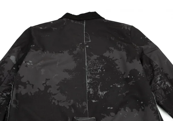 ブラックコムデギャルソンBLACK COMME des GARCONS インサイドアウトドッキンググラフィック裁ち切りリバーシブルロングコート 黒L K-98840_015