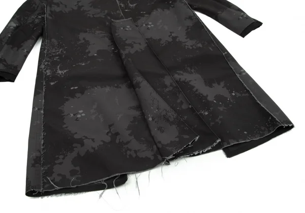 ブラックコムデギャルソンBLACK COMME des GARCONS インサイドアウトドッキンググラフィック裁ち切りリバーシブルロングコート 黒L K-98840_016