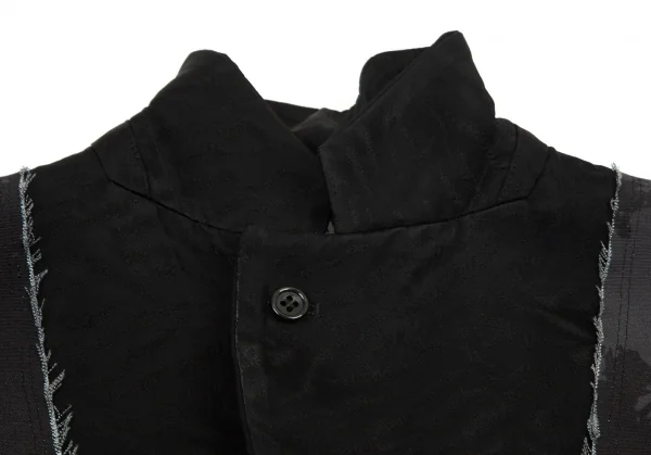 ブラックコムデギャルソンBLACK COMME des GARCONS インサイドアウトドッキンググラフィック裁ち切りリバーシブルロングコート 黒L K-98840_004