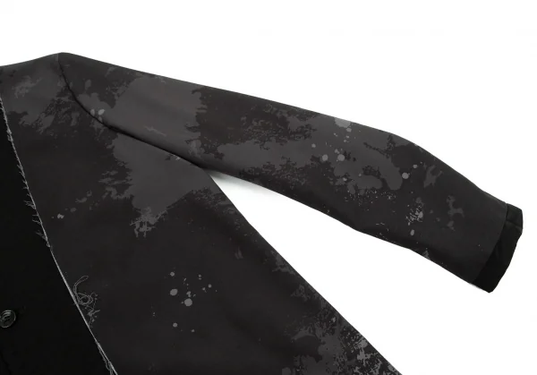 ブラックコムデギャルソンBLACK COMME des GARCONS インサイドアウトドッキンググラフィック裁ち切りリバーシブルロングコート 黒L K-98840_006