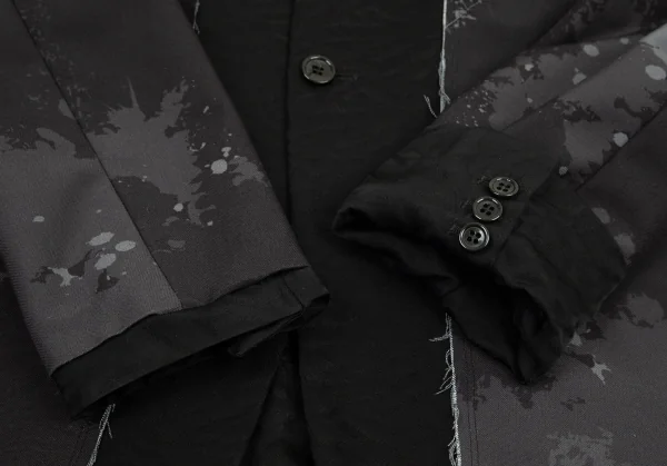 ブラックコムデギャルソンBLACK COMME des GARCONS インサイドアウトドッキンググラフィック裁ち切りリバーシブルロングコート 黒L K-98840_007