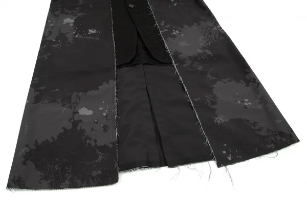 ブラックコムデギャルソンBLACK COMME des GARCONS インサイドアウトドッキンググラフィック裁ち切りリバーシブルロングコート 黒L K-98840_008