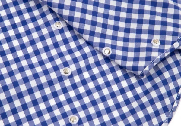 コムデギャルソン シャツ×ナインティナイン パーセント イズCOMME des GARCONS SHIRT×99%I×99%I ギンガムチェックスタッズ安全ピンカスタムハンドメイドシャツ 白青S K-98842_011