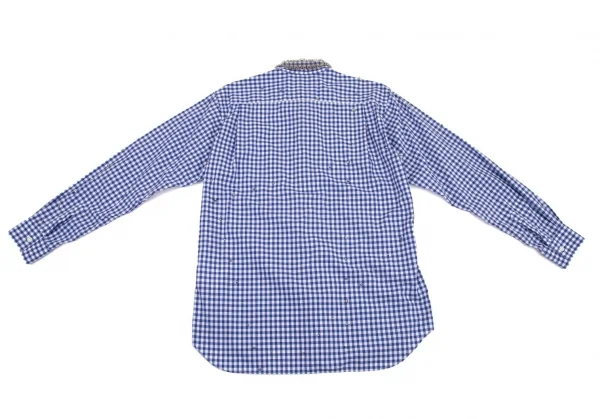 コムデギャルソン シャツ×ナインティナイン パーセント イズCOMME des GARCONS SHIRT×99%I×99%I ギンガムチェックスタッズ安全ピンカスタムハンドメイドシャツ 白青S K-98842_012