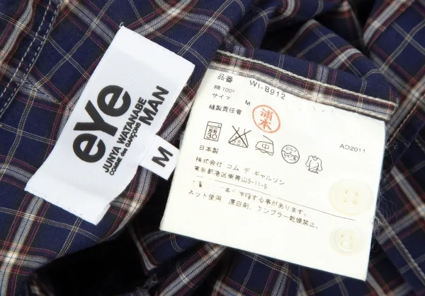 アイ ジュンヤワタナベ マン コムデギャルソン eYe JUNYA WATANABE MAN COMME des GARCONSマドラスチェックボタンダウン半袖シャツ 紺M K-98845_013