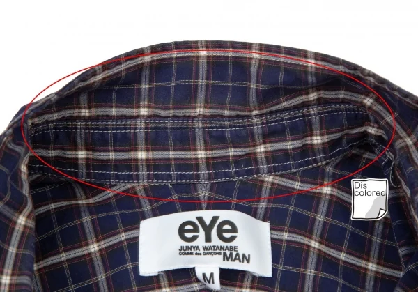 アイ ジュンヤワタナベ マン コムデギャルソン eYe JUNYA WATANABE MAN COMME des GARCONSマドラスチェックボタンダウン半袖シャツ 紺M K-98845_004