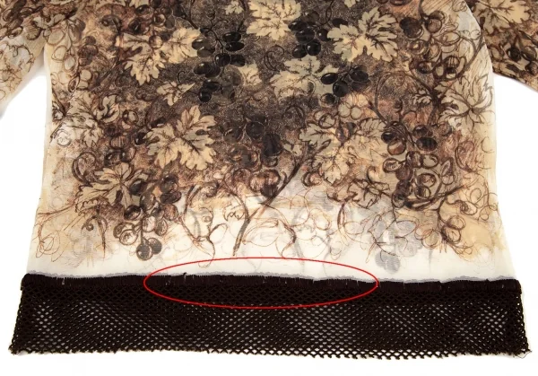 ジャンポールゴルチエ クラシックJean Paul GAULTIER CLASSIQUE メッシュ切替ボタニカルプリントパワーネットTシャツ ベージュ茶白40 K-98862_007