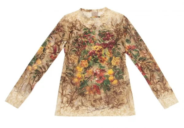 ジャンポールゴルチエ クラシックJean Paul GAULTIER CLASSIQUE ボタニカルプリントパワーネットカットソー ベージュ40 K-98864_010