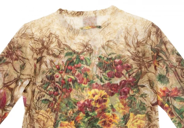 ジャンポールゴルチエ クラシックJean Paul GAULTIER CLASSIQUE ボタニカルプリントパワーネットカットソー ベージュ40 K-98864_011