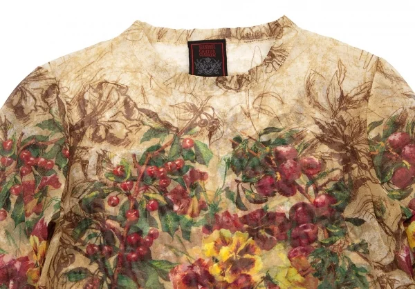 ジャンポールゴルチエ クラシックJean Paul GAULTIER CLASSIQUE ボタニカルプリントパワーネットカットソー ベージュ40 K-98864_003
