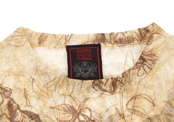 ジャンポールゴルチエ クラシックJean Paul GAULTIER CLASSIQUE ボタニカルプリントパワーネットカットソー ベージュ40 K-98864_004