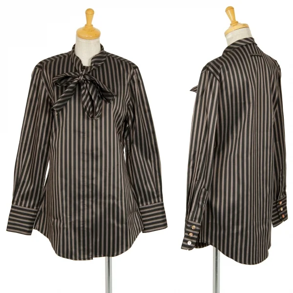 ジャンポールゴルチエ クラシックJean Paul GAULTIER CLASSIQUE スクエアタイカラーストライプシャツ 黒ベージュ40 K-98868_001