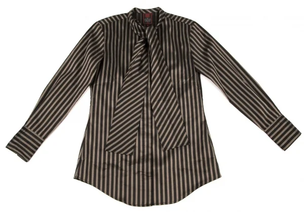 ジャンポールゴルチエ クラシックJean Paul GAULTIER CLASSIQUE スクエアタイカラーストライプシャツ 黒ベージュ40 K-98868_002
