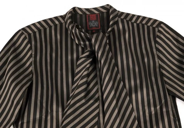 ジャンポールゴルチエ クラシックJean Paul GAULTIER CLASSIQUE スクエアタイカラーストライプシャツ 黒ベージュ40 K-98868_003