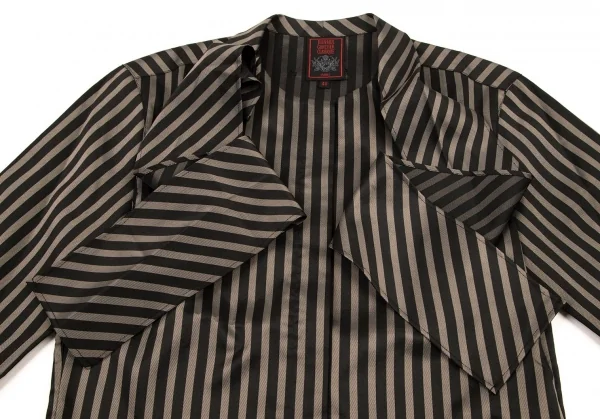 ジャンポールゴルチエ クラシックJean Paul GAULTIER CLASSIQUE スクエアタイカラーストライプシャツ 黒ベージュ40 K-98868_004