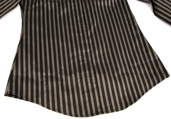 ジャンポールゴルチエ クラシックJean Paul GAULTIER CLASSIQUE スクエアタイカラーストライプシャツ 黒ベージュ40 K-98868_009