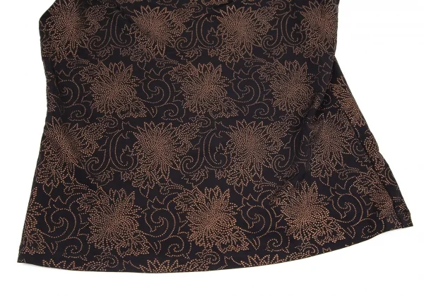 ヒロココシノHIROKO KOSHINO レーヨングリッター花柄刺繍ストレッチノースリーブトップス 黒11 K-98877_005