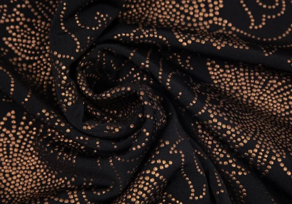 ヒロココシノHIROKO KOSHINO レーヨングリッター花柄刺繍ストレッチノースリーブトップス 黒11 K-98877_009