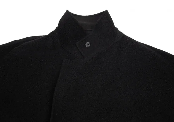 プランテーションPlantation ウール混スウェット生地切替ロングコート 黒M K-98884_004