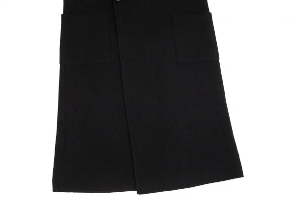 プランテーションPlantation ウール混スウェット生地切替ロングコート 黒M K-98884_009