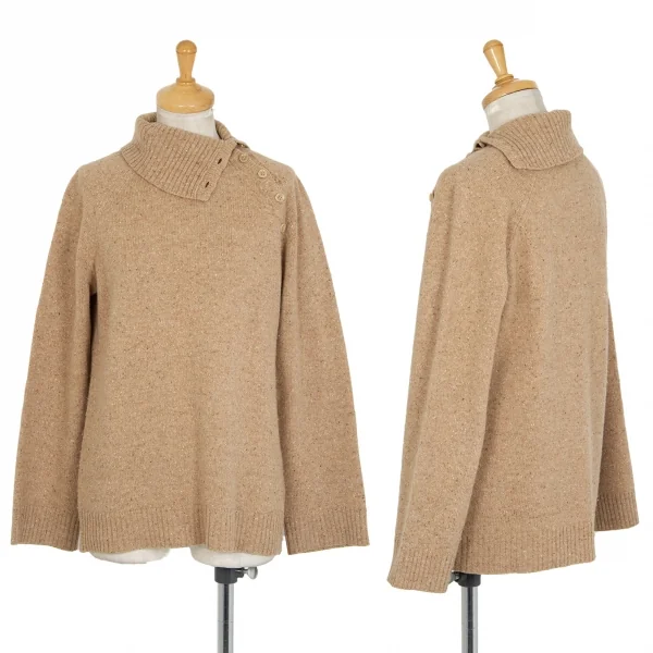 ラ ペリオード ヨシエ イナバLa Periode yoshie inaba ウールネップサイドボタンネックニット ベージュ2 K-98902_001