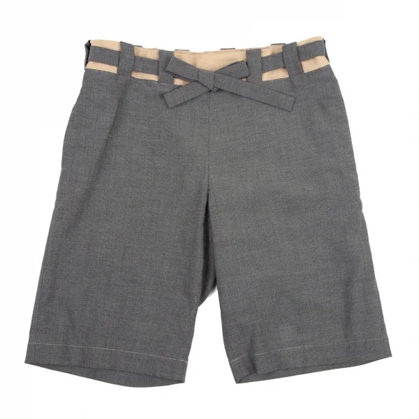 ワイズY's ウエスト切替ドビー織りハーフパンツ グレー2 K-98915_001