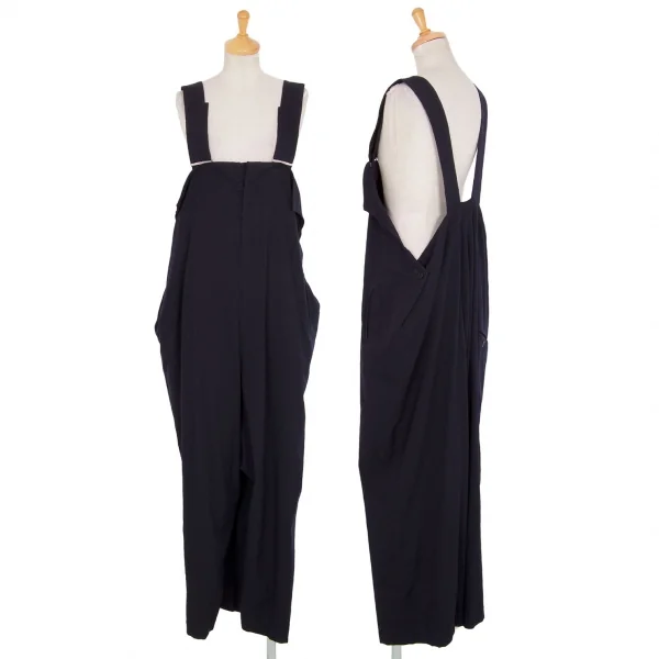 ワイズY's ストレッチウールサルエルオーバーオール 紺2 K-98924_001