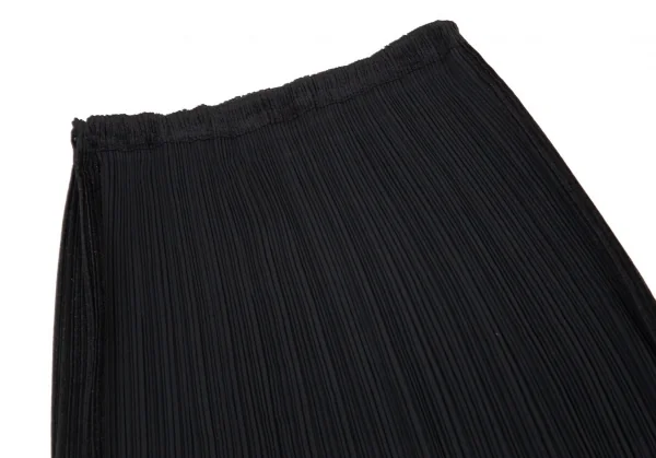 イッセイミヤケISSEY MIYAKE起毛切替ロングプリーツスカート 黒M K-98938_003