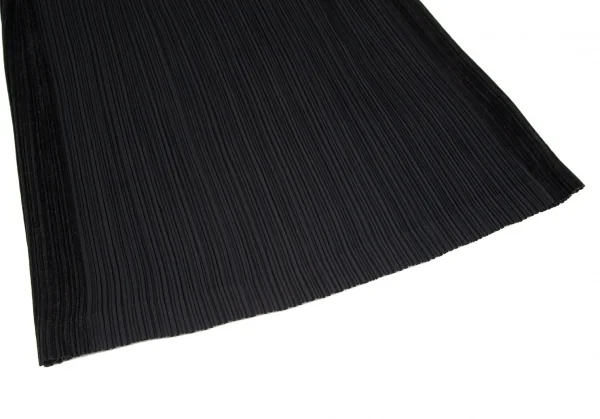 イッセイミヤケISSEY MIYAKE起毛切替ロングプリーツスカート 黒M K-98938_005