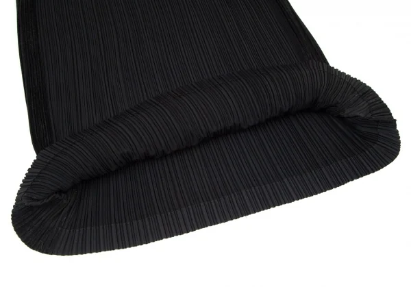 イッセイミヤケISSEY MIYAKE起毛切替ロングプリーツスカート 黒M K-98938_007