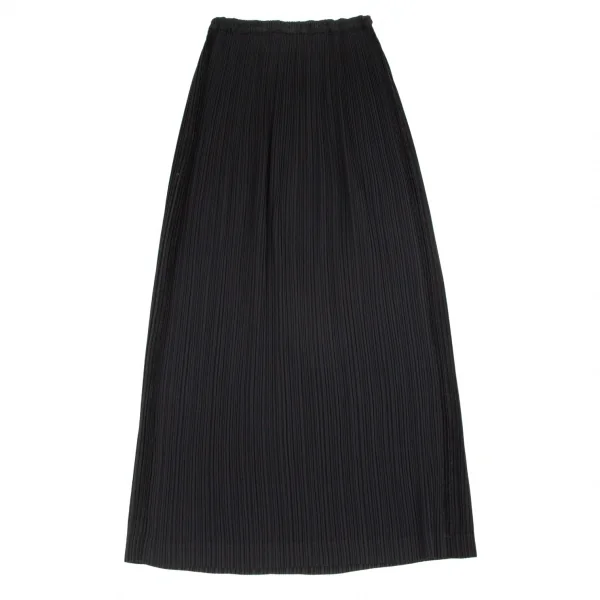イッセイミヤケISSEY MIYAKE起毛切替ロングプリーツスカート 黒M K-98938_008