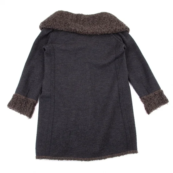 イッセイミヤケハートISSEY MIYAKE HaaT ボア切替リバーシブルニットコート モカ4 K-98947_014