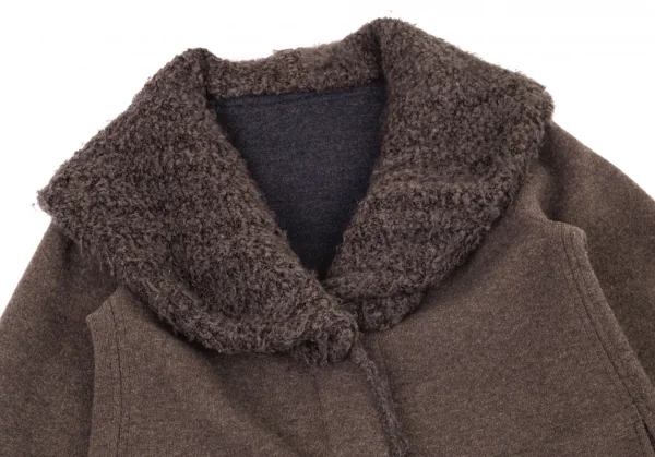 イッセイミヤケハートISSEY MIYAKE HaaT ボア切替リバーシブルニットコート モカ4 K-98947_004