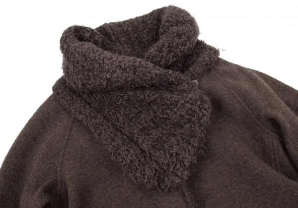 イッセイミヤケハートISSEY MIYAKE HaaT ボア切替リバーシブルニットコート モカ4 K-98947_005