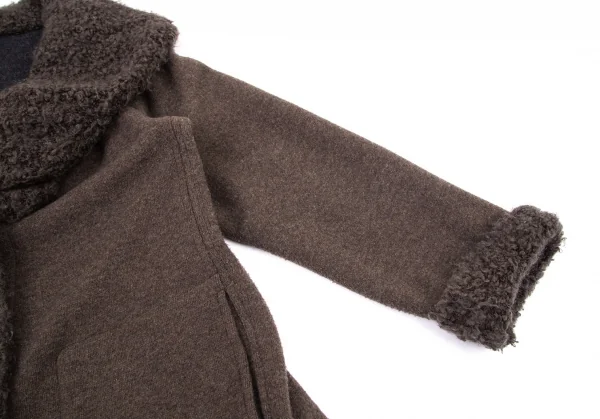 イッセイミヤケハートISSEY MIYAKE HaaT ボア切替リバーシブルニットコート モカ4 K-98947_008