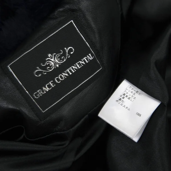 グレースコンチネンタルGRACE CONTINENTAL レッキス&フォックスファーフレアスリーブフーディーポンチョ 紺36 K-98967_013