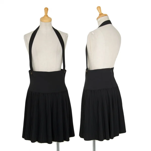 ジュニアゴルチエJUNIOR GAULTIER ショルダーストラップ付きプリーツ切替スカート 黒40 K-98982_001