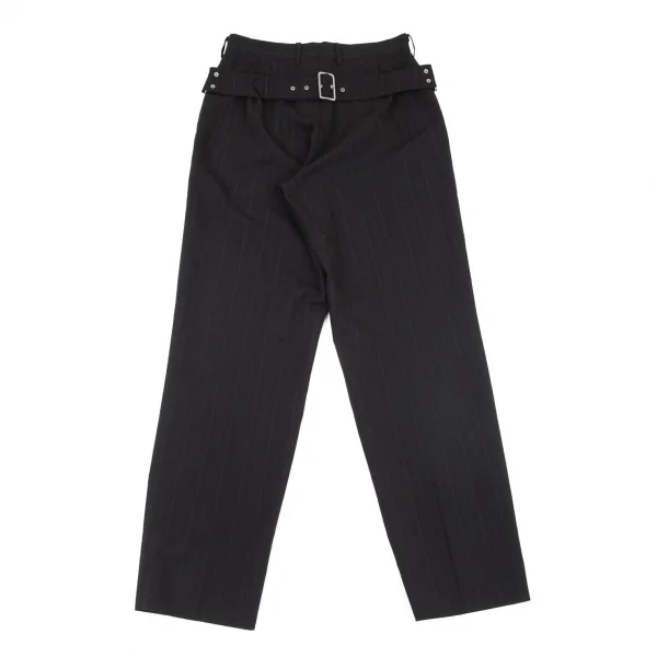 ジャンポールゴルチエ オムJean Paul GAULTIER HOMME バックベルトストライプパンツ 黒46 K-98997_001