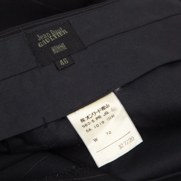 ジャンポールゴルチエ オムJean Paul GAULTIER HOMME バックベルトストライプパンツ 黒46 K-98997_014