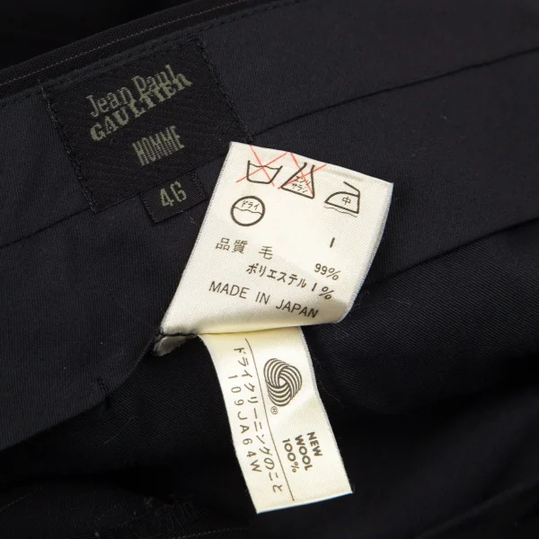 ジャンポールゴルチエ オムJean Paul GAULTIER HOMME バックベルトストライプパンツ 黒46 K-98997_015
