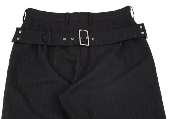 ジャンポールゴルチエ オムJean Paul GAULTIER HOMME バックベルトストライプパンツ 黒46 K-98997_002