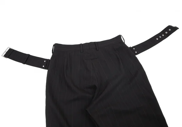 ジャンポールゴルチエ オムJean Paul GAULTIER HOMME バックベルトストライプパンツ 黒46 K-98997_004