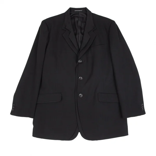 ヨウジヤマモト プールオムYohji Yamamoto POUR HOMME ウールギャバダブルラペルジャケット 黒3 K-99015_001