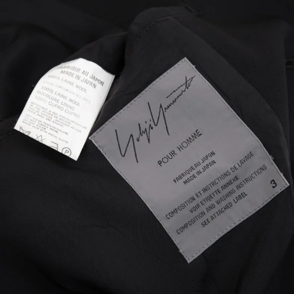 ヨウジヤマモト プールオムYohji Yamamoto POUR HOMME ウールギャバダブルラペルジャケット 黒3 K-99015_017