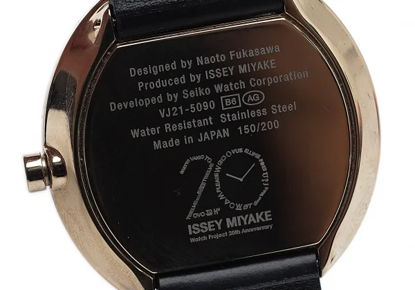 イッセイミヤケISSEY MIYAKE エリプスELLIPSE 20周年記念レザーバンドウォッチ 腕時計 NYAN701 シャンパンゴールド黒 K-99032_010