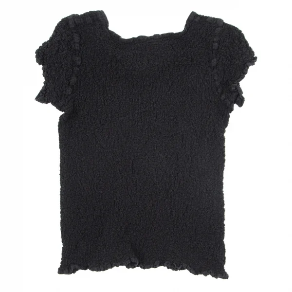 イッセイミヤケ ミーISSEY MIYAKE me カリフラワーフレンチスリーブトップス 黒M位 K-99044_010